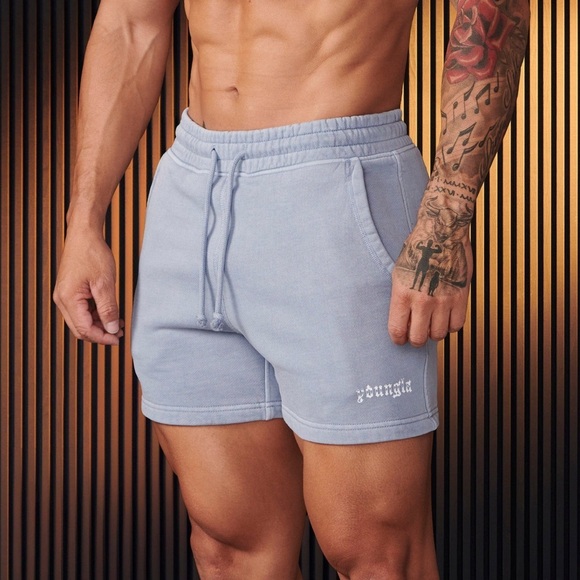 YoungLA 107 Chrome Gym Athletic Sweat Shorts Grey 4.5” - Picture 1 of 8